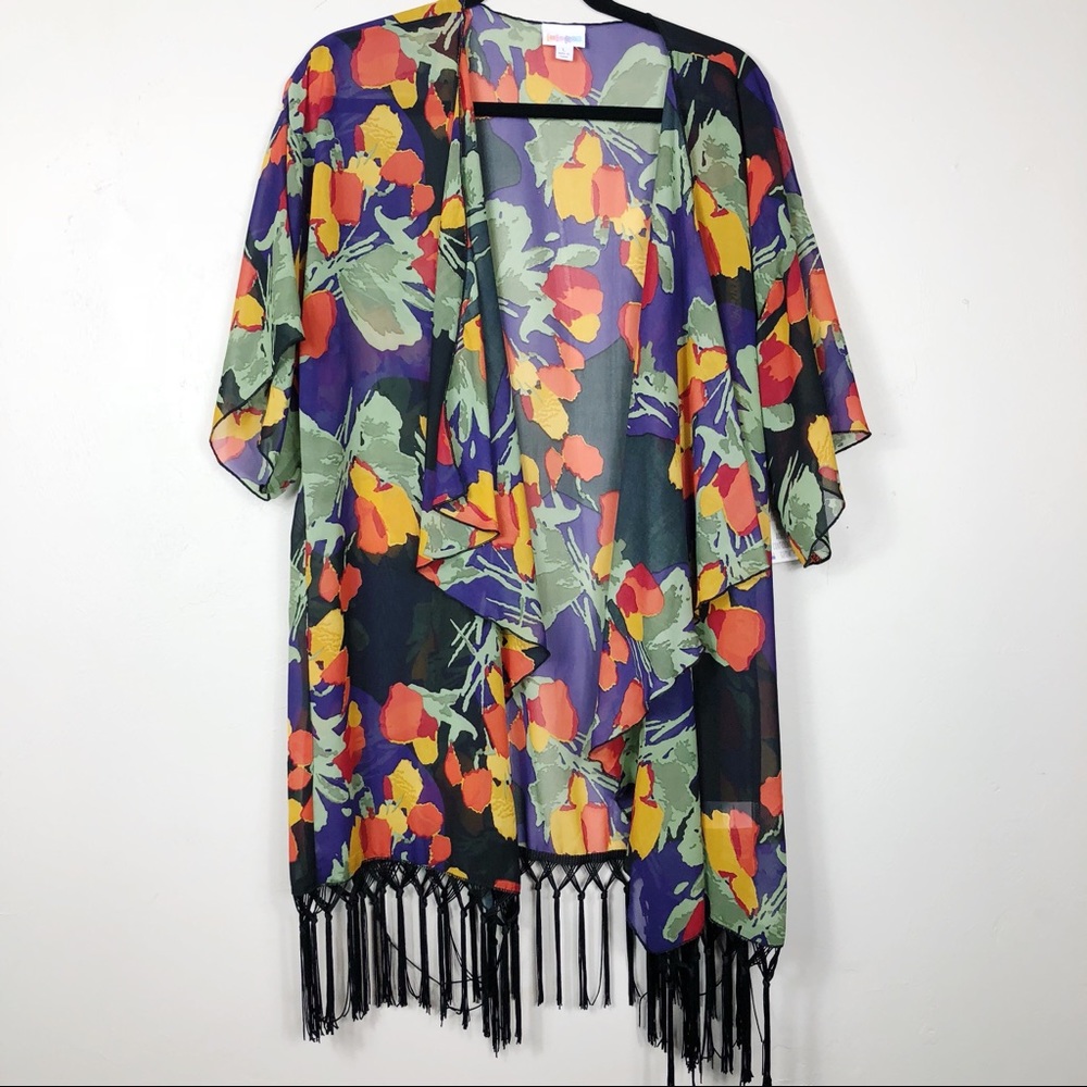 Lularoe L Tassel Monroe Open Front Kimono